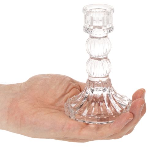 Kerzenhalter aus transparentem Glas, 12 cm, 2er-Set, klassische Tischdekoration | Floristik24.at