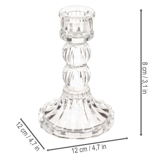 Kerzenhalter aus transparentem Glas, 12 cm, 2er-Set, klassische Tischdekoration | Floristik24.at