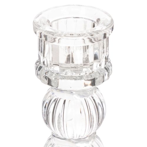 Kerzenhalter aus transparentem Glas, 12 cm, 2er-Set, klassische Tischdekoration | Floristik24.at