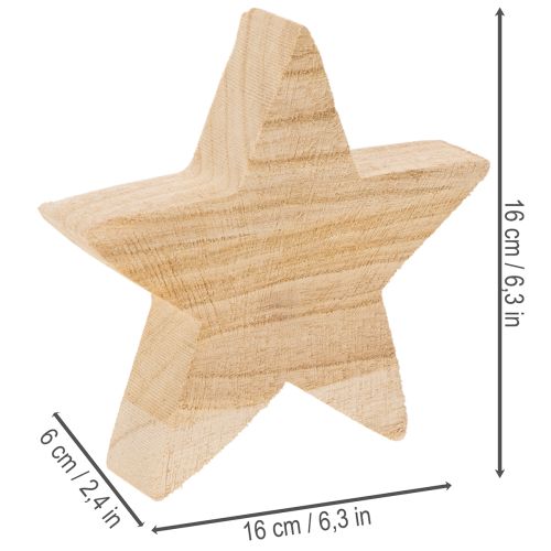 Holzstern-Kerzenhalter aus Naturholz mit Metallhalterung 16 cm | Floristik24.at