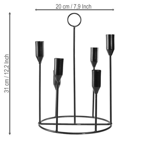 Artikel Stabkerzenhalter Metall 6 Kerzen Schwarz Ø20cm H31cm