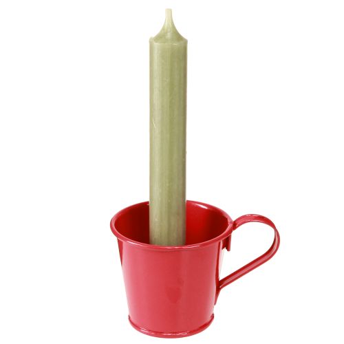Stabkerzenhalter Metall Kerzenhalter Tasse Rot H6cm 6St