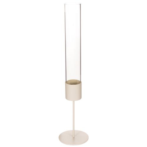 Stabkerzenhalter mit Glaszylinder Taupe 45cm für den Innenbereich bestellen | Floristik24.at