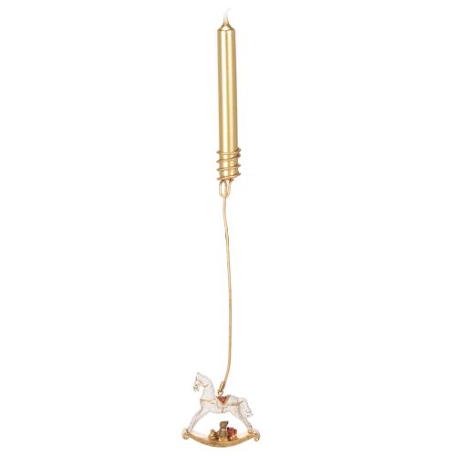 Weihnachtsbaum-Kerzenhalter Schaukelpferd 20cm Gold 3er-Set aus Metall und Kunststoff | Floristik24.at