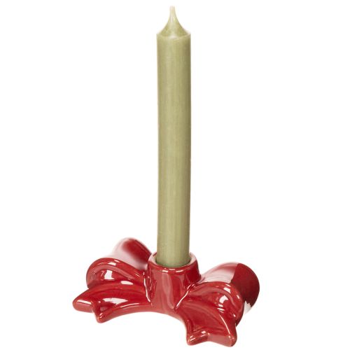 Kerzenhalter Schleifenform Rot Keramik 11 cm 2er Set | Floristik24.at
