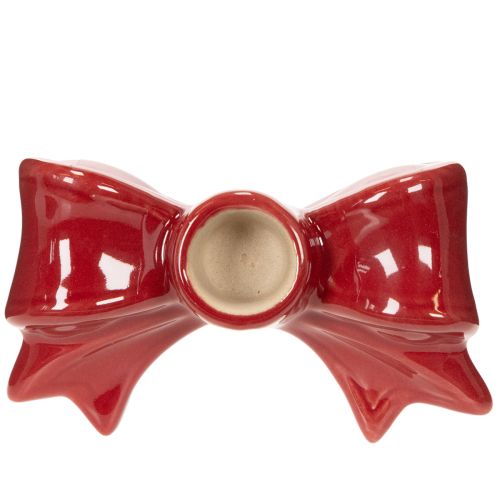 Kerzenhalter Schleifenform Rot Keramik 11 cm 2er Set | Floristik24.at