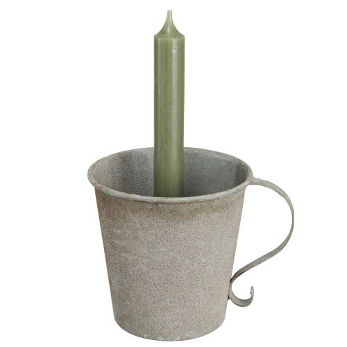 Artikel Stabkerzenhalter Vintage Tasse Deko Grau Ø11cm H11cm