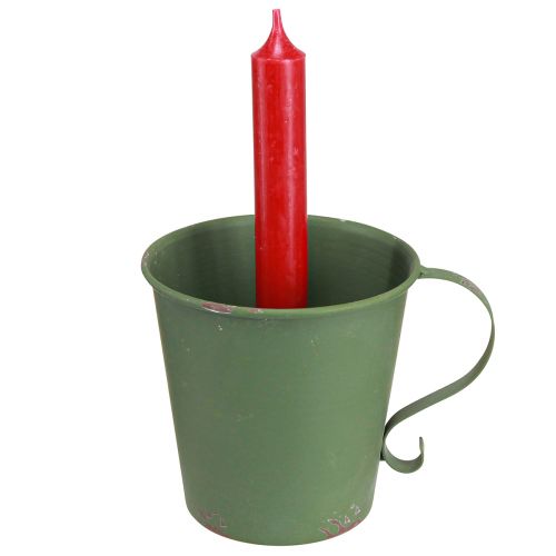 Artikel Stabkerzenhalter Vintage Tasse Deko Metall Grün Ø11cm H11cm
