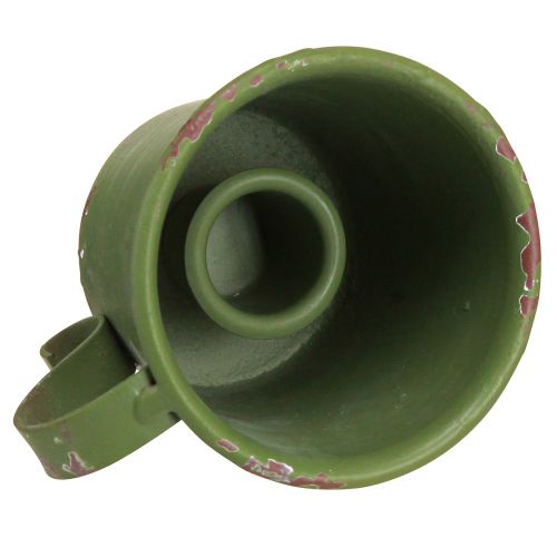 Artikel Stabkerzenhalter Vintage Tasse Metall Grün Ø7cm H6cm 2St