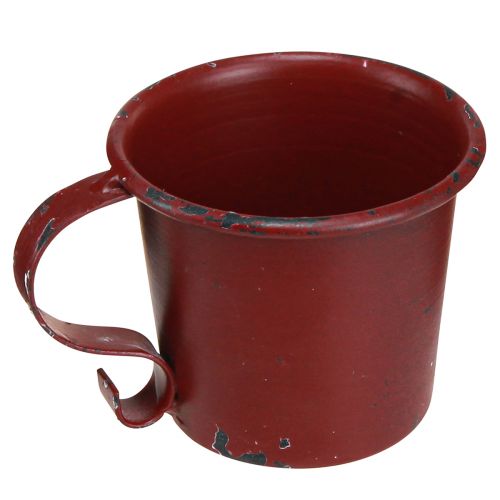 Floristik24 Stabkerzenhalter Vintage Tasse Metall Weinrot Ø7cm H6cm 2St
