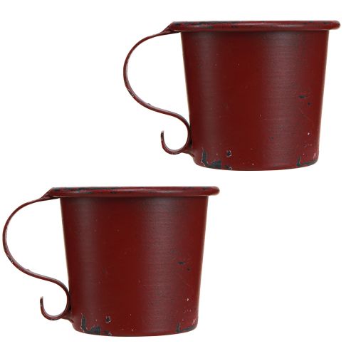 Artikel Stabkerzenhalter Vintage Tasse Metall Weinrot Ø7cm H6cm 2St