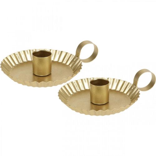 Floristik24 Kerzenständer Metall Stabkerzenhalter Gold Ø9,5cm 4St