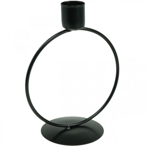 Kerzenständer Schwarz Metall Ring Stabkerzenhalter Ø10,5cm