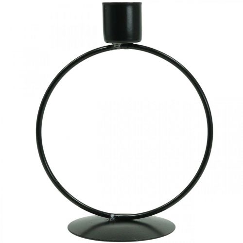 Floristik24 Kerzenständer Schwarz Metall Ring Stabkerzenhalter Ø10,5cm