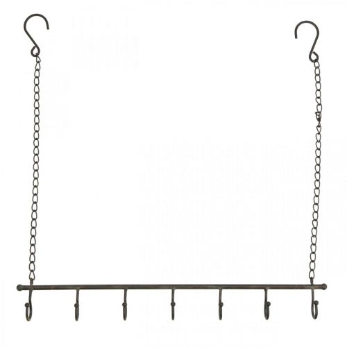 Floristik24 Stange mit 7 Haken Metall Antik Look Hakenleiste 50×H55cm