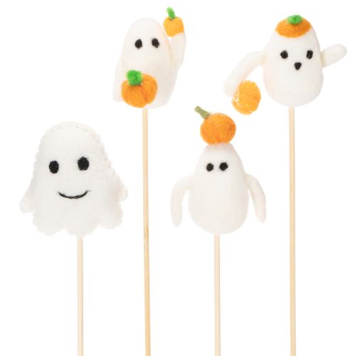 Geisterfiguren auf Holzstab 54 cm weiß-orange 8 Stück für Halloween-Dekoration | Floristik24.at