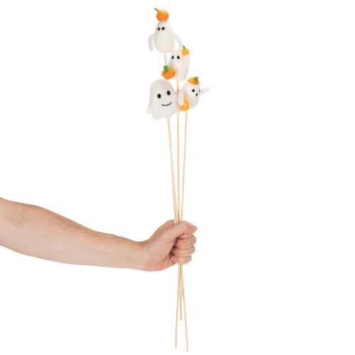 Geisterfiguren auf Holzstab 54 cm weiß-orange 8 Stück für Halloween-Dekoration | Floristik24.at
