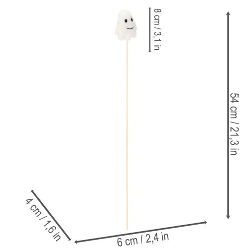 Geisterfiguren auf Holzstab 54 cm weiß-orange 8 Stück für Halloween-Dekoration | Floristik24.at