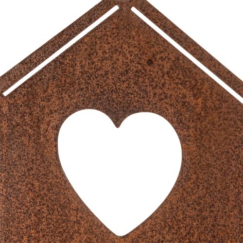 Gartenstecker Metall Rostoptik 100 cm Vogelhaus mit Herz und Zweig | Floristik24.at
