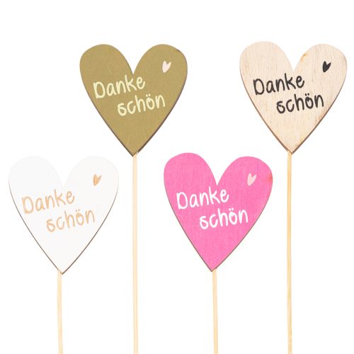 Dekostecker aus Holz Herz „Danke schön“ 31 cm sortiert 12 Stück