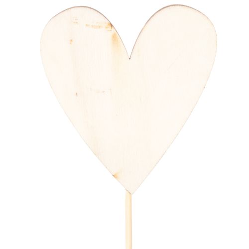 Herzstecker aus Holz Für Dich 31 cm Natur Rosa Weiß 12 Stück | Floristik24.at