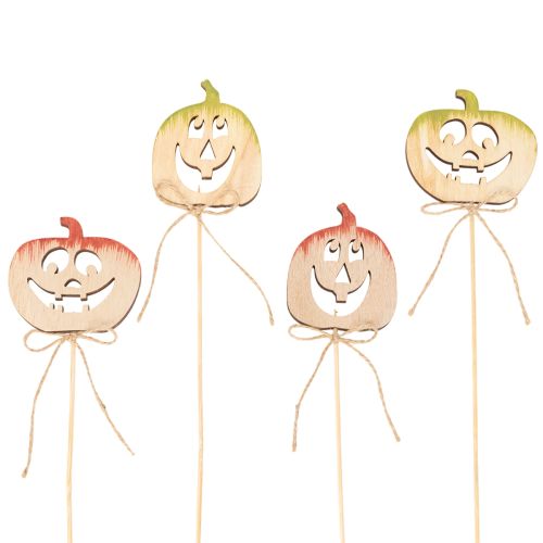 Dekostecker Holz Kürbis 12er-Set 31cm bemalt für Halloween und Herbst