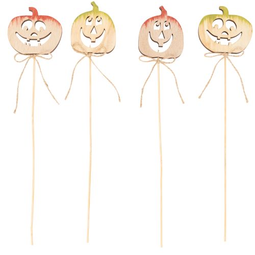 Dekostecker Holz Kürbis 12er-Set 31cm bemalt für Halloween und Herbst | Floristik24.at