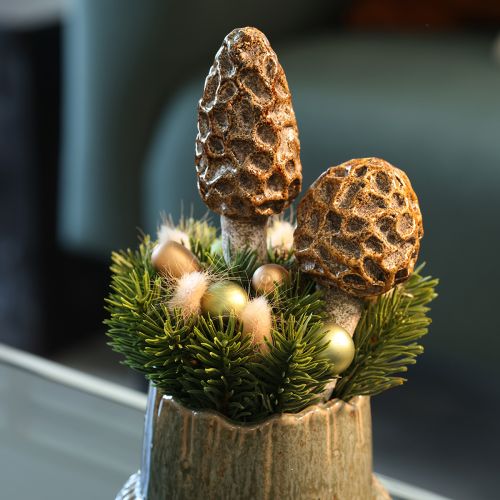 Künstlicher Deko-Morchel-Pilz aus Keramik, 13cm, Braun, 2er-Set | Floristik24.at