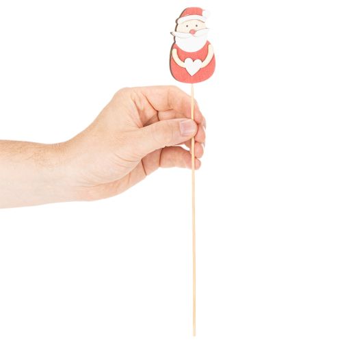 Deko-Stecker Weihnachtsmann aus Holz 31 cm Rot-Weiß-Grau für Gestecke und Topfpflanzen 12 Stück | Floristik24.at