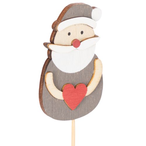 Deko-Stecker Weihnachtsmann aus Holz 31 cm Rot-Weiß-Grau für Gestecke und Topfpflanzen 12 Stück | Floristik24.at
