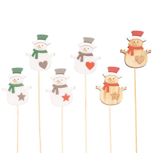 Holzstecker Schneemann 31cm, Mehrfarbig, 12 Stück für Weihnachtsdekoration bestellen | Floristik24.at