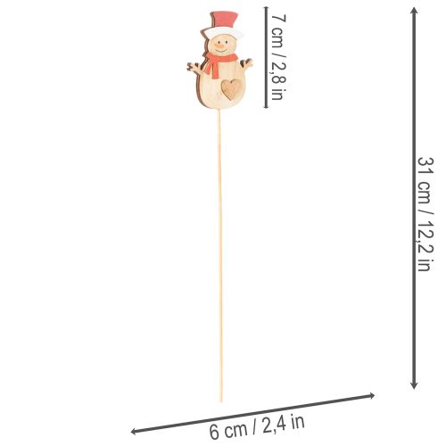Holzstecker Schneemann 31cm, Mehrfarbig, 12 Stück für Weihnachtsdekoration | Floristik24.at