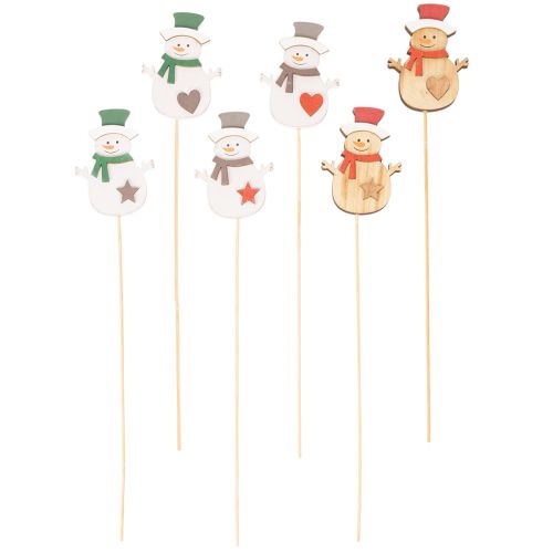 Holzstecker Schneemann 31cm, Mehrfarbig, 12 Stück für Weihnachtsdekoration | Floristik24.at