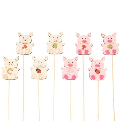 Dekostecker Schweinchen Holz 31cm Mehrfarbig 16 Stück für Blumendeko bestellen | Floristik24.at