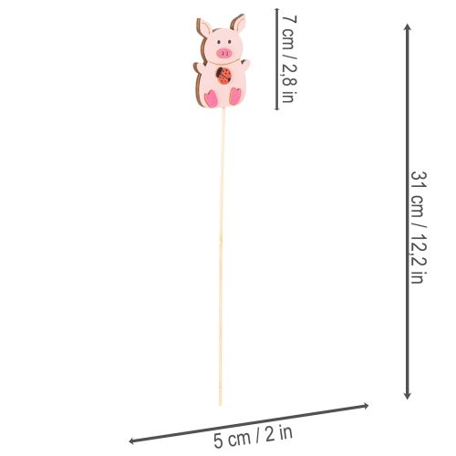 Dekostecker Schweinchen Holz 31cm Mehrfarbig 16 Stück für Blumendeko | Floristik24.at
