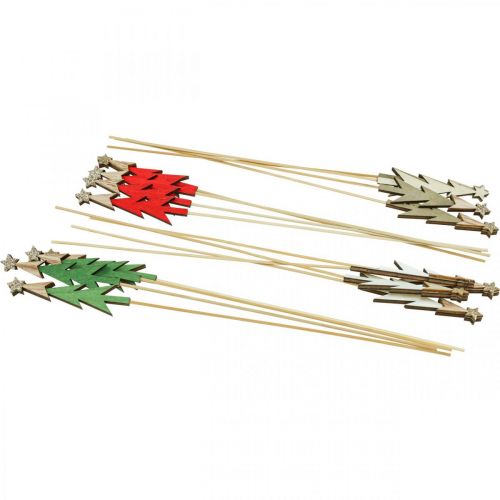 Floristik24 Weihnachtsstecker Tanne Blumenstecker Holz 9,5cm 16 St
