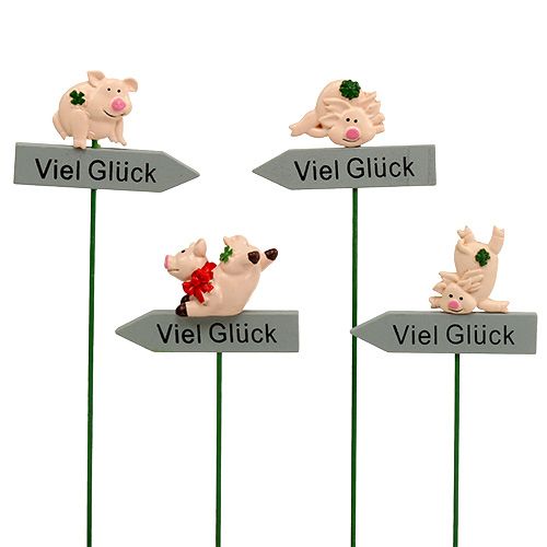 Stecker mit Spruch „Viel Glück“ 5cm x 7cm L23cm 12St