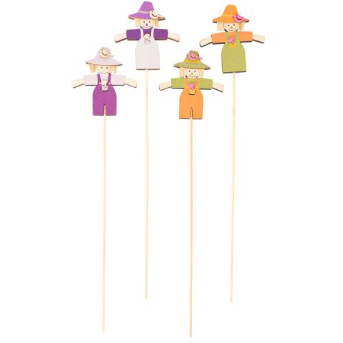 Holzstecker Vogelscheuche aus Holz 30 cm bunt gemischt 12 Stück | Floristik24.at