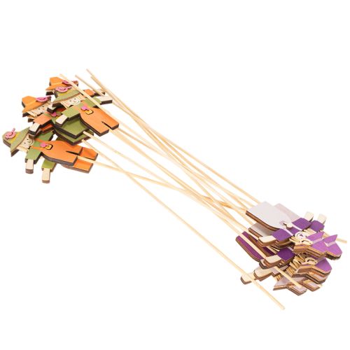 Holzstecker Vogelscheuche aus Holz 30 cm bunt gemischt 12 Stück | Floristik24.at