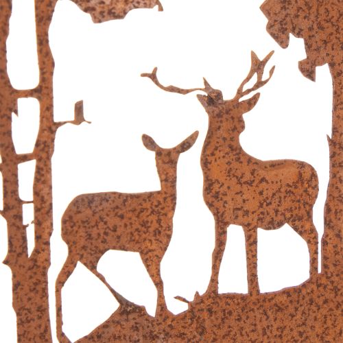 Gartenstecker Metall Rost Hirsch Silhouette rund 53cm 2er-Set | Floristik24.at