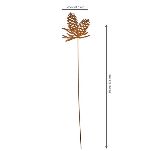 Zapfenstecker aus Metall mit Tannenzapfen-Motiv 96cm Rost-Optik | Floristik24.at