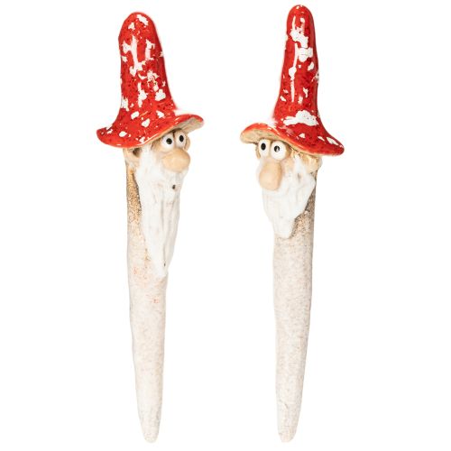 Keramik-Zwerg Gartenstecker 17cm, Rot, 2er Set bestellen | Floristik24.at