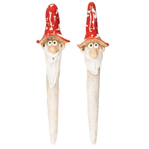 Keramik-Zwerg Gartenstecker 17cm, Rot, 2er Set | Floristik24.at