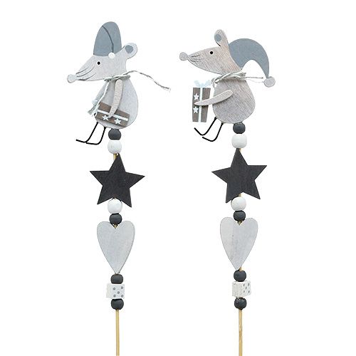 Stecker mit Maus Grau L30cm 8 St