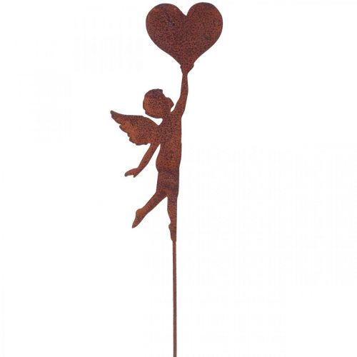 Floristik24 Gartenstecker Rost Engel mit Herz Deko Valentinstag 60cm