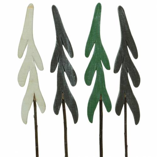 Dekostecker Tannen Grün/Grau/Weiß H42cm 8St