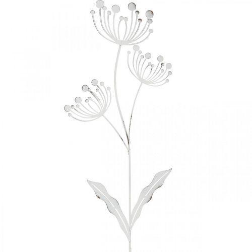Frühlingsdeko, Dekostecker Blume Shabby Chic Weiß, Silbern L87cm B18cm