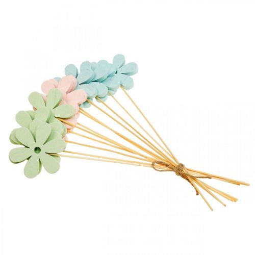 Floristik24 Blumenstecker Holz Dekostecker Blume Farbig 6,5cm 12 St