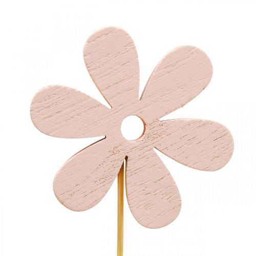 Floristik24 Blumenstecker Holz Dekostecker Blume Farbig 6,5cm 12 St