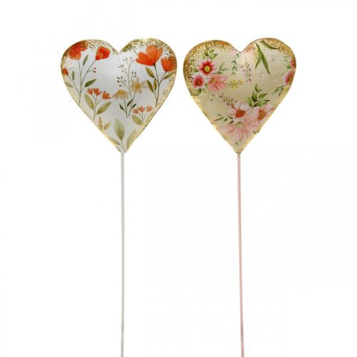 Blumenstecker Herz Dekostecker Herz Blumen 8×1,5×8cm 4St